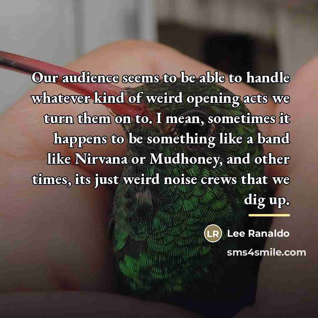 “Our audience seems to be able to handle whatever kind…” quote by Lee Ranaldo