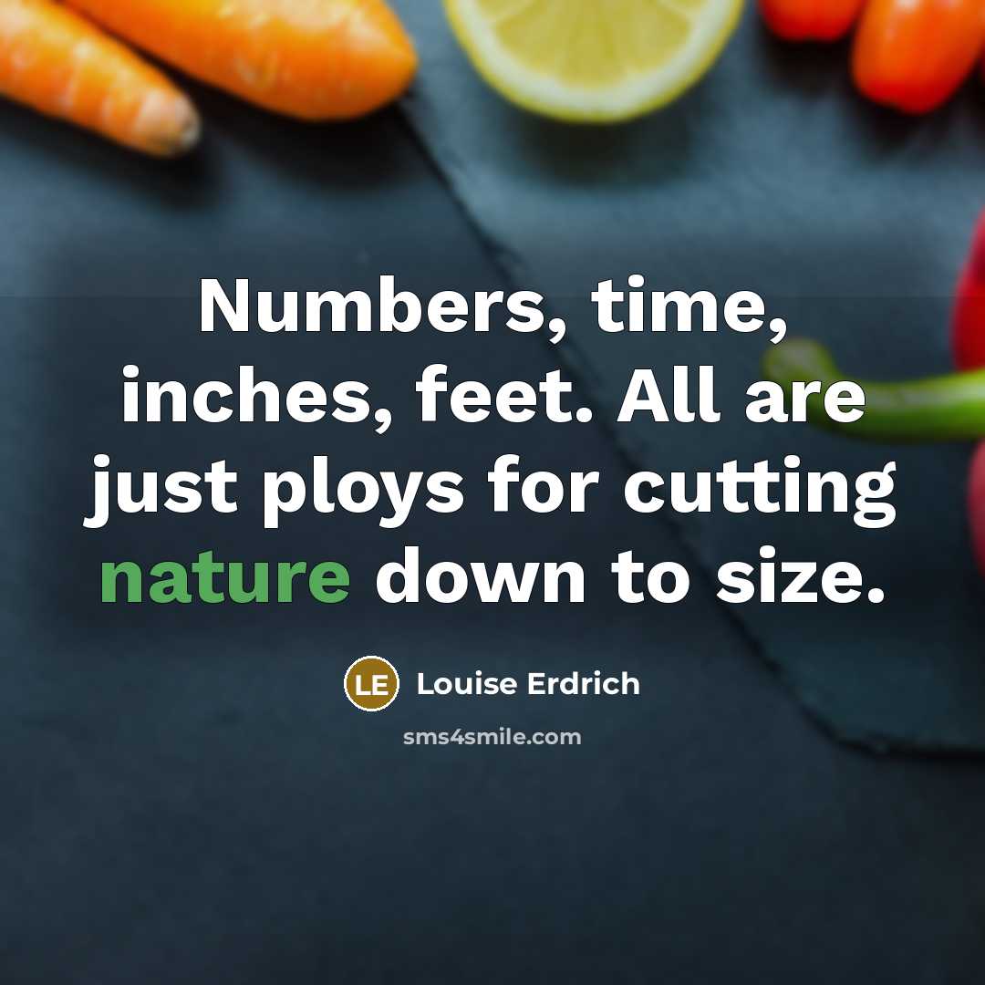“Numbers, time, inches, feet. All are just ploys for cutting…” quote by Louise Erdrich