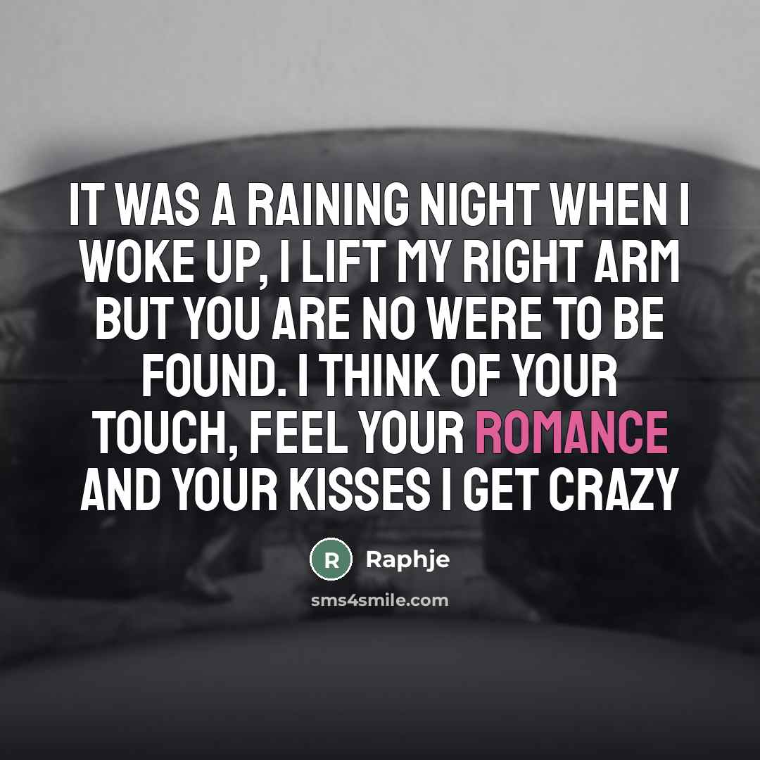 “It was a raining night when I woke up, I…” quote by Raphje