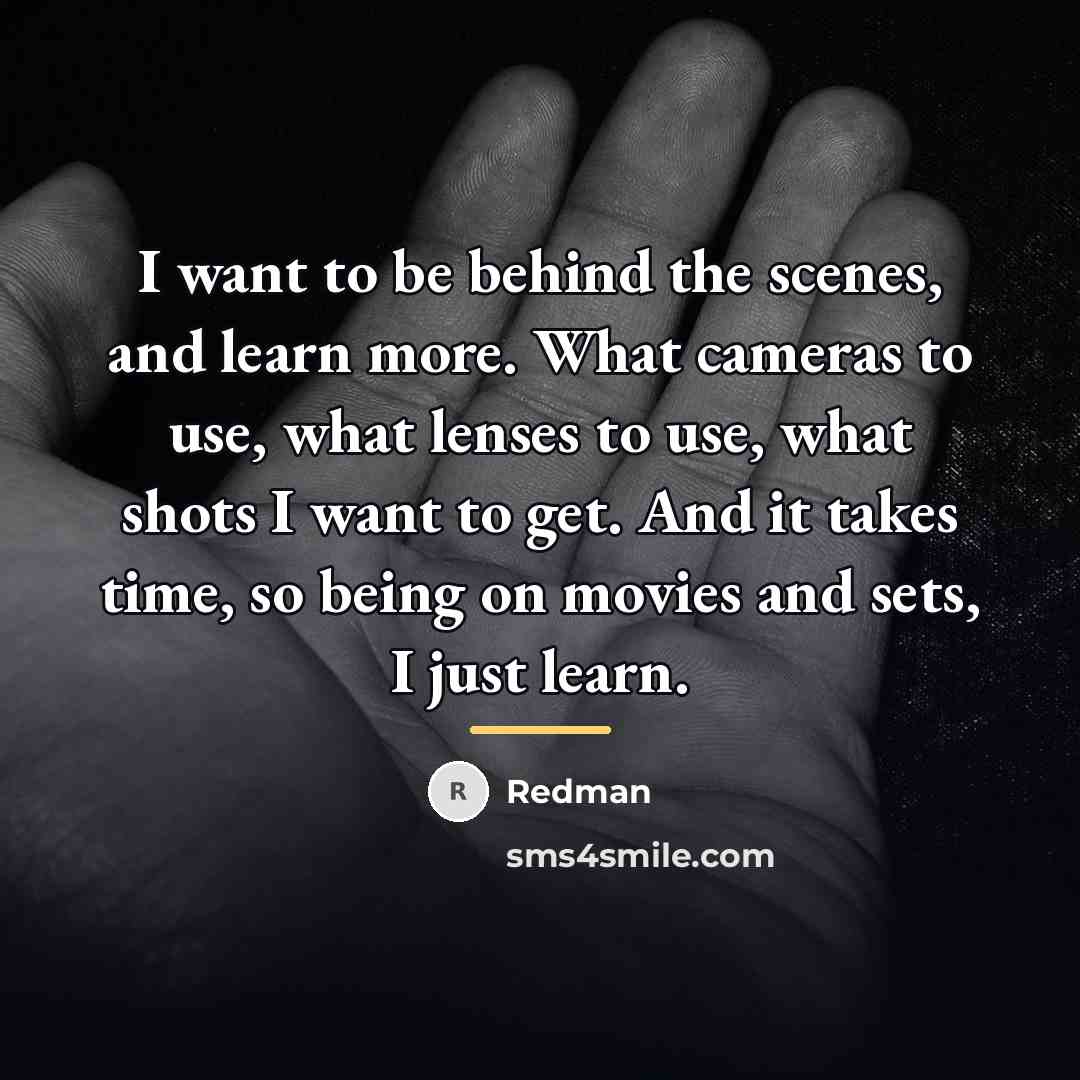 “I want to be behind the scenes, and learn more.…” quote by Redman