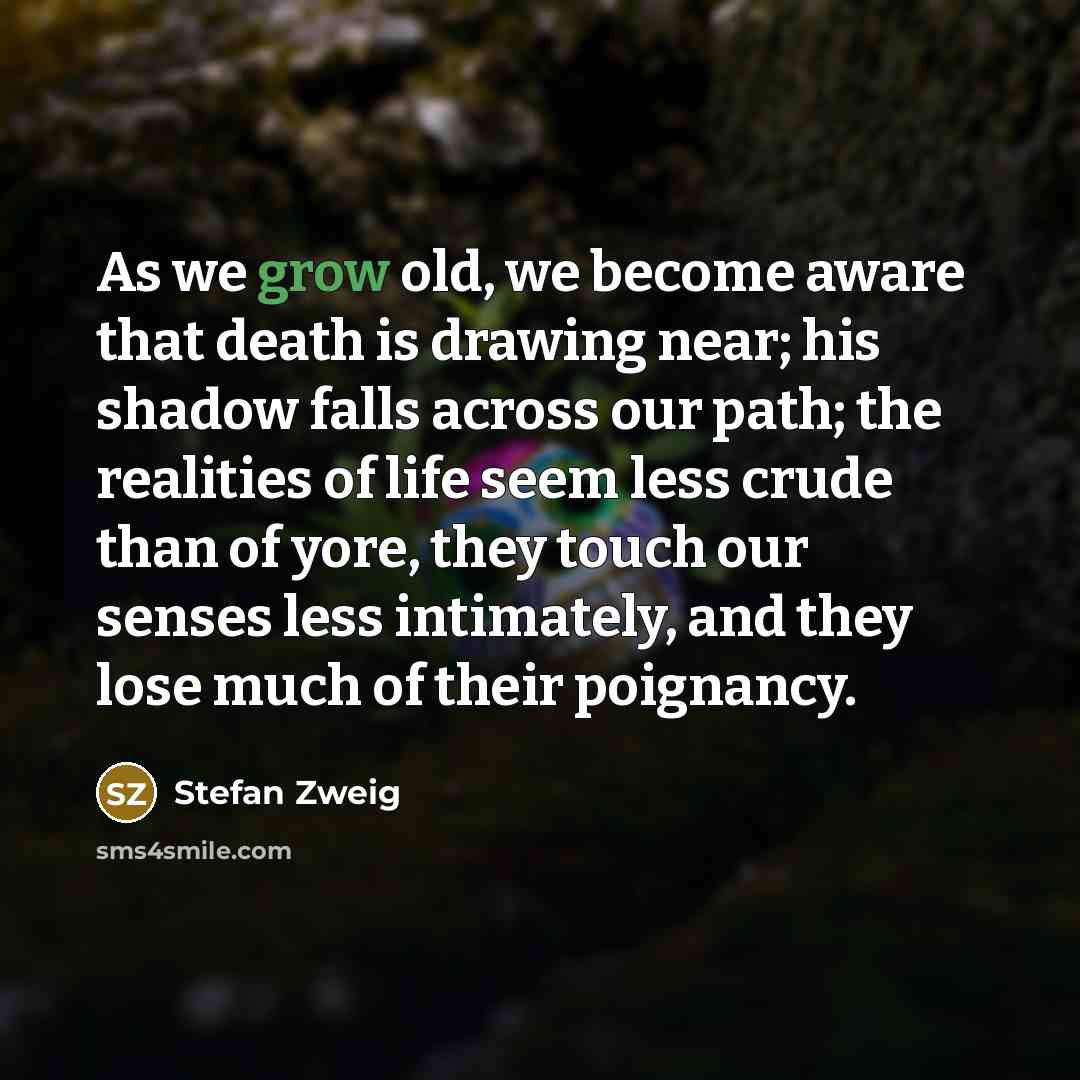 “As we grow old, we become aware that death is…” quote by Stefan Zweig