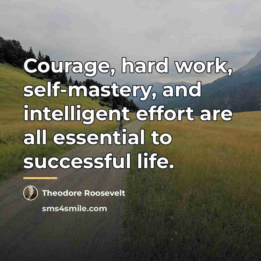 “Courage, hard work, self-mastery, and intelligent effort are all essential…” quote by Theodore Roosevelt