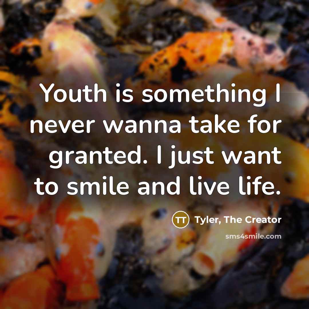 “Youth is something I never wanna take for granted. I…” quote by Tyler, The Creator
