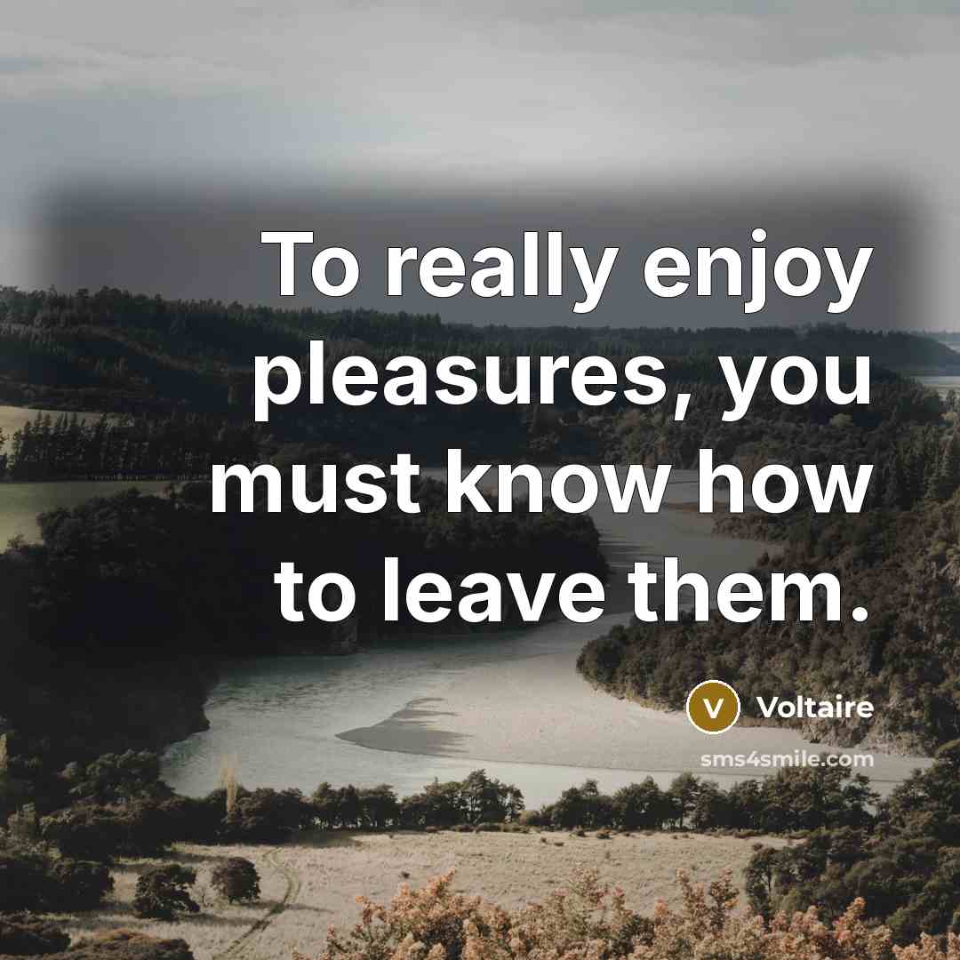 “To really enjoy pleasures, you must know how to leave…” quote by Voltaire
