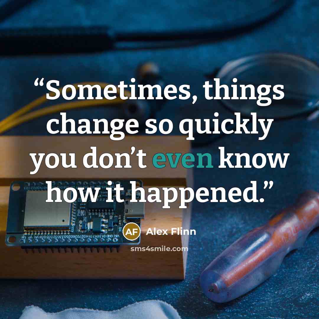 “Sometimes, things change so quickly you don’t even know how it happened.” quote by Alex Flinn