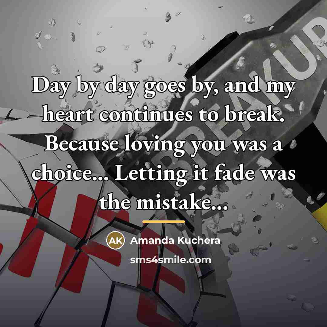“Day by day goes by, and my heart continues to…” quote by Amanda Kuchera
