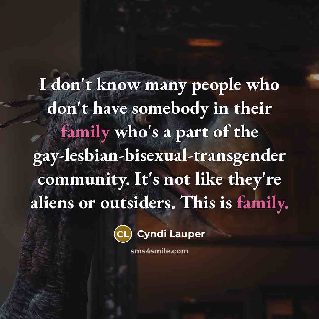 “I don't know many people who don't have somebody in…” quote by Cyndi Lauper