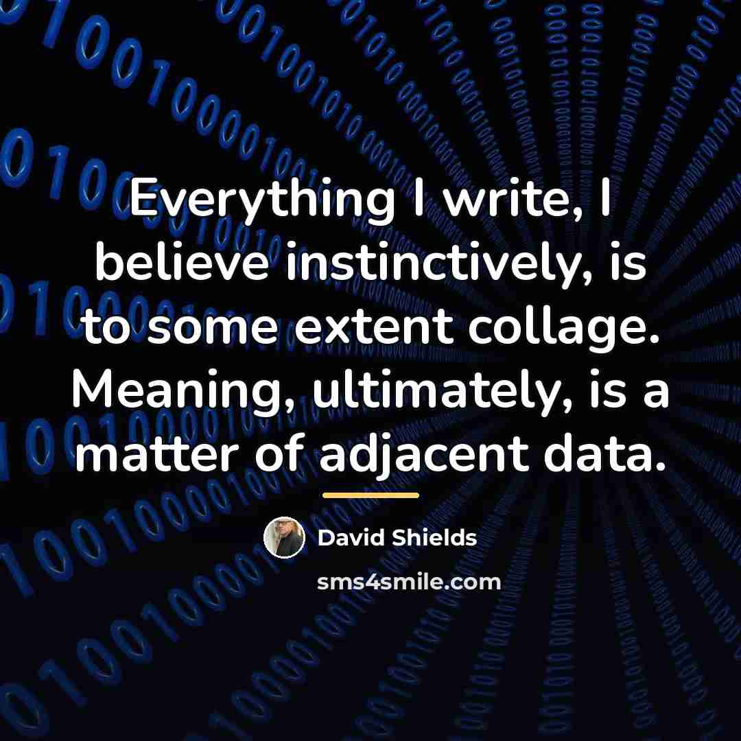 “Everything I write, I believe instinctively, is to some extent…” quote by David Shields