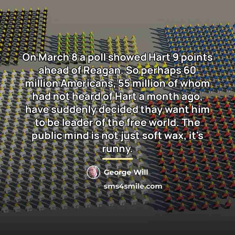 “On March 8 a poll showed Hart 9 points ahead…” quote by George Will