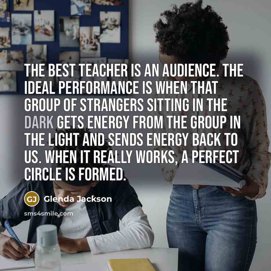 “The best teacher is an audience. The ideal performance is…” quote by Glenda Jackson