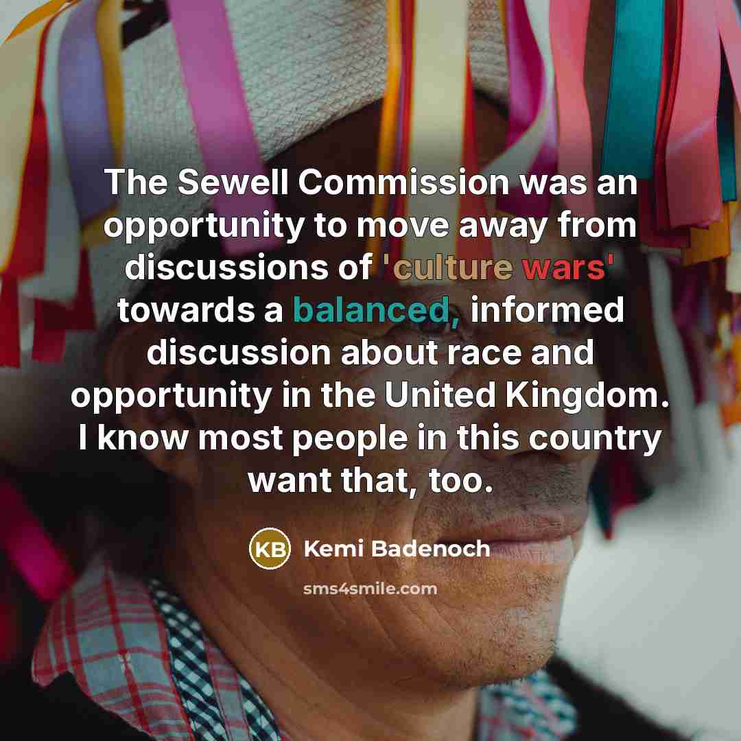 “The Sewell Commission was an opportunity to move away from…” quote by Kemi Badenoch