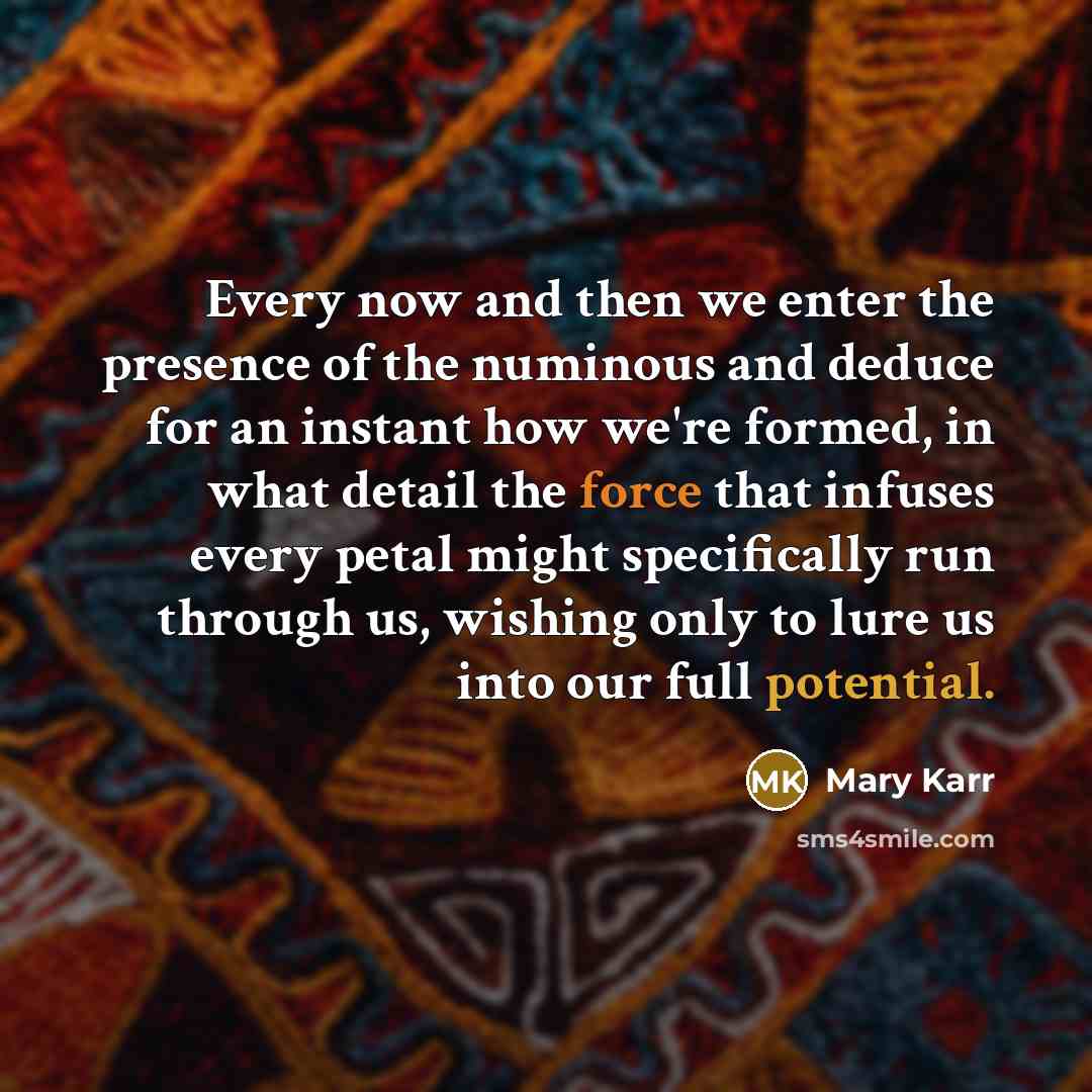 “Every now and then we enter the presence of the…” quote by Mary Karr