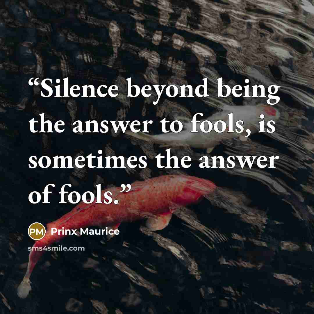 “Silence beyond being the answer to fools, is sometimes the answer of fools.” quote by Prinx Maurice