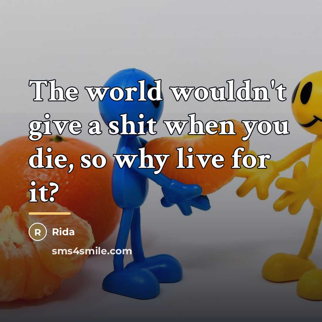 “The world wouldn't give a shit when you die, so…” quote by Rida