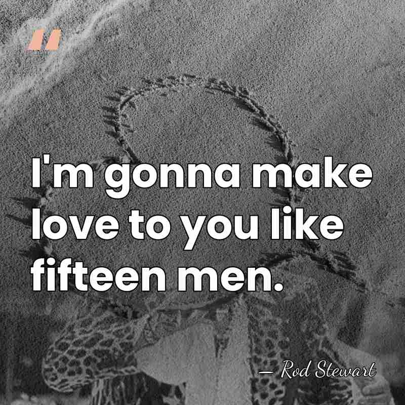 I'm gonna make love to you like fifteen men. - Rod Stewart