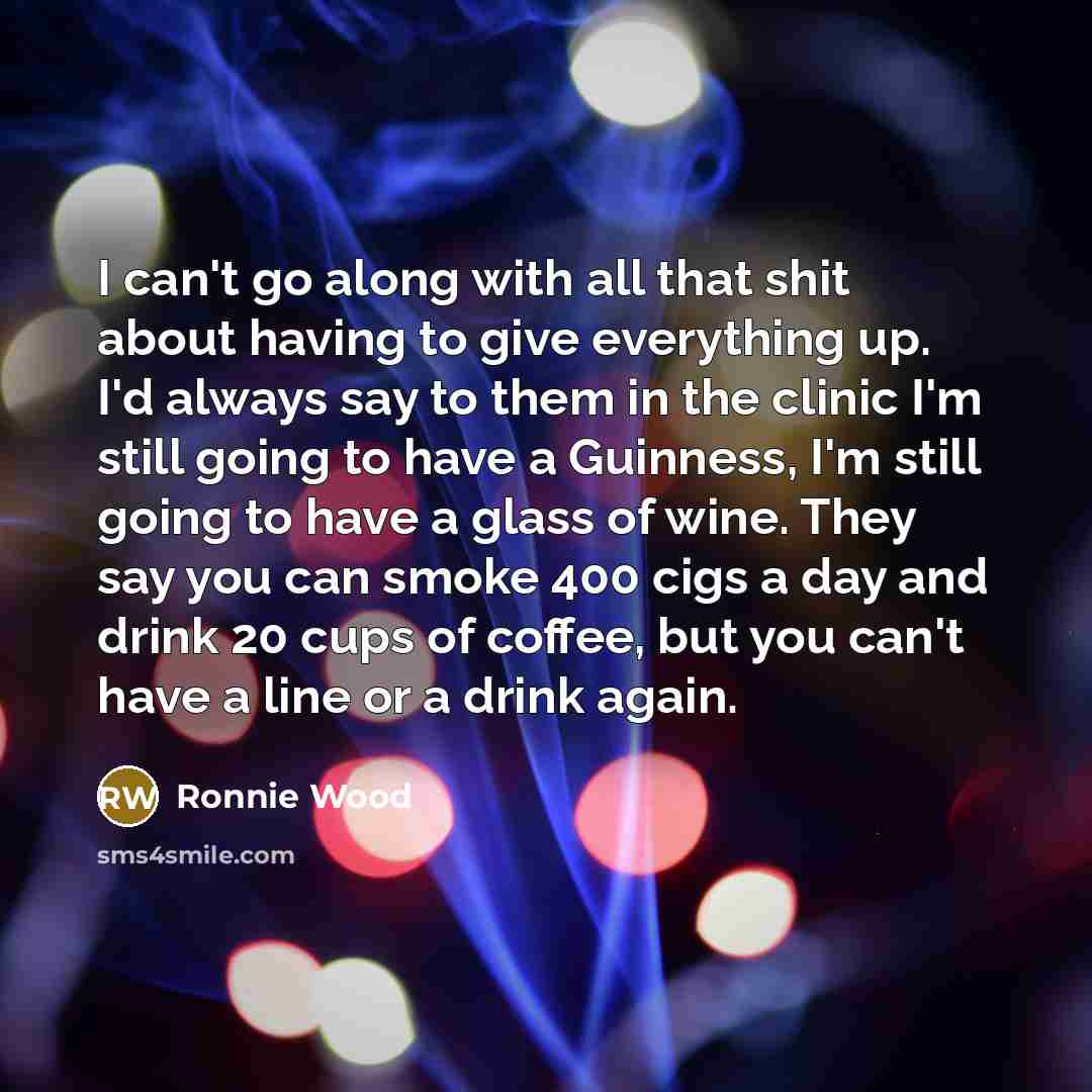 “I can't go along with all that shit about having…” quote by Ronnie Wood