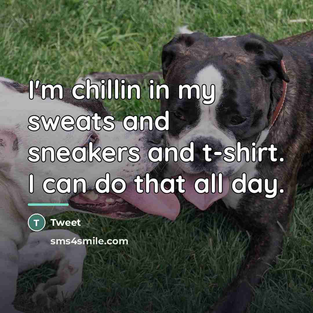 “I'm chillin in my sweats and sneakers and t-shirt. I…” quote by Tweet