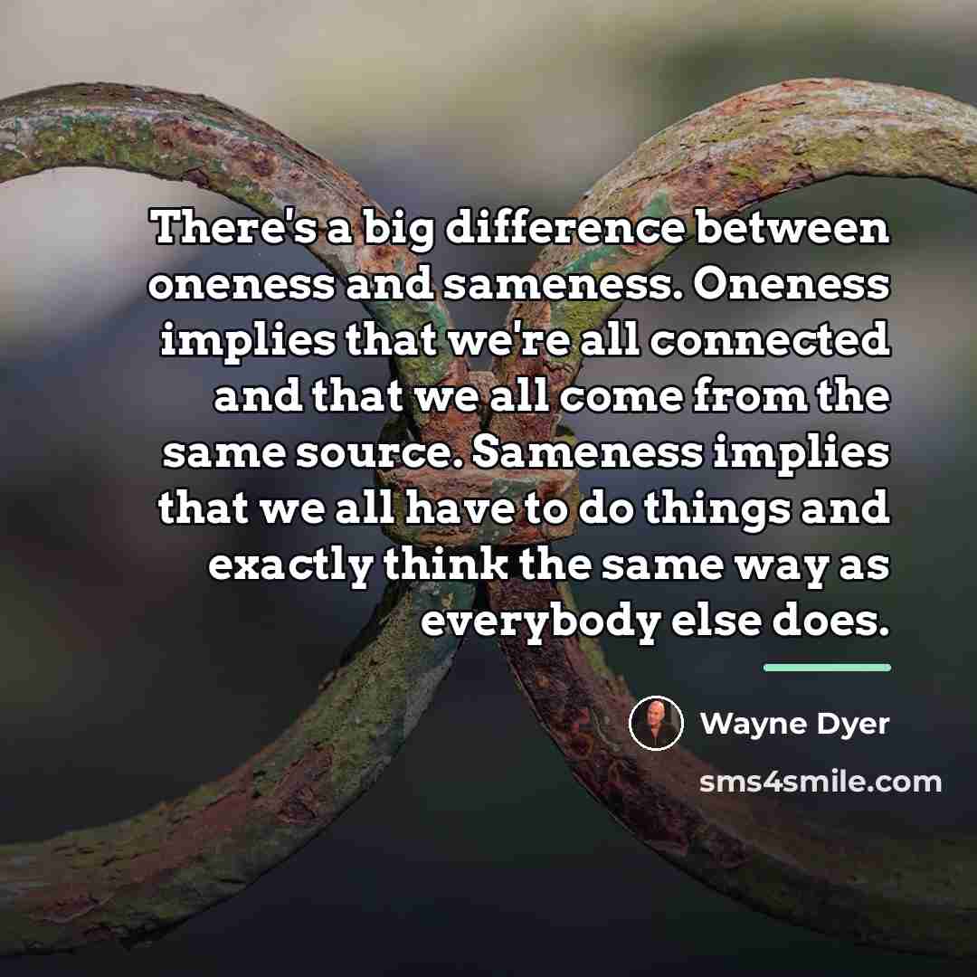 “There's a big difference between oneness and sameness. Oneness implies…” quote by Wayne Dyer