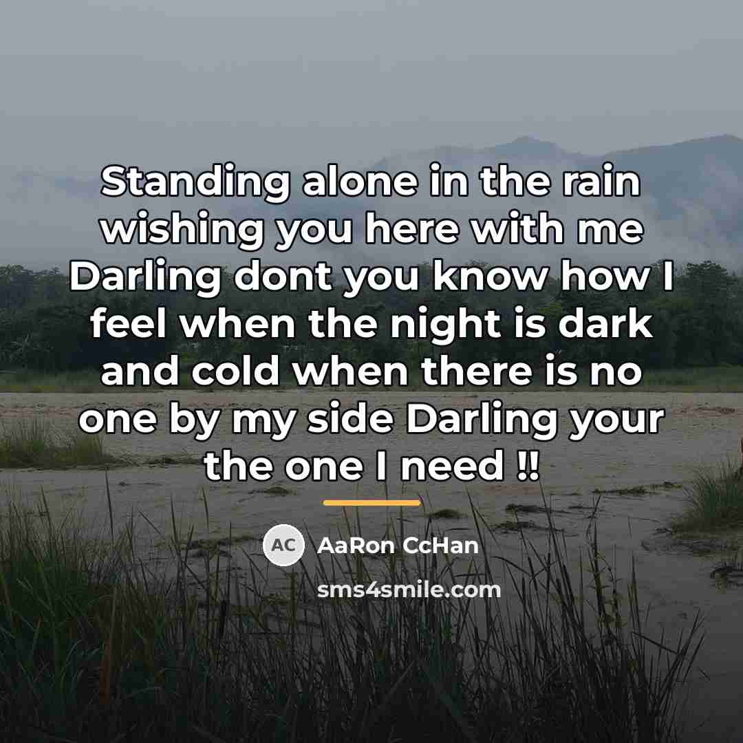 “Standing alone in the rain wishing you here with me…” quote by AaRon CcHan