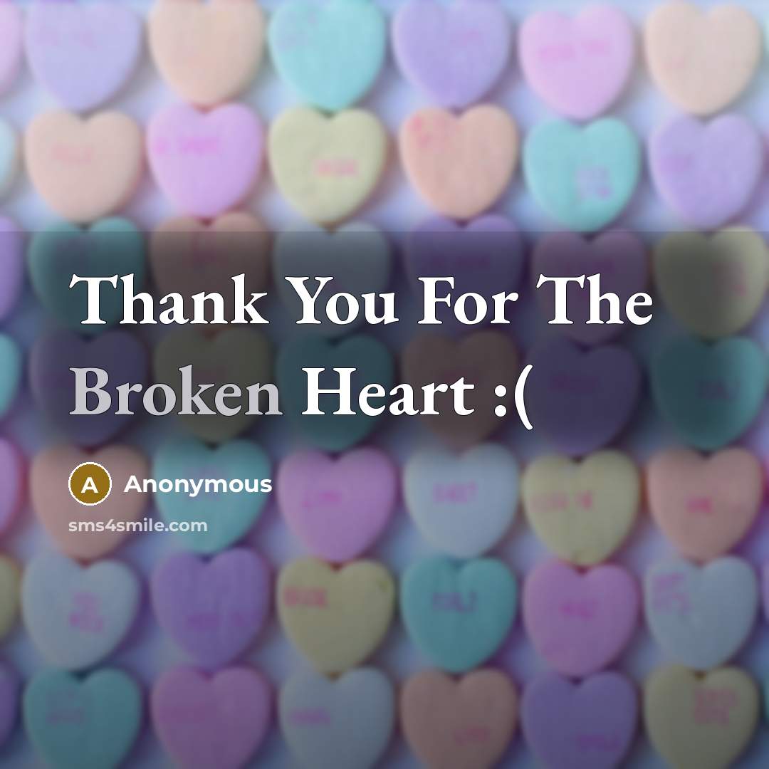“Thank You For The Broken Heart :(…” quote by Anonymous