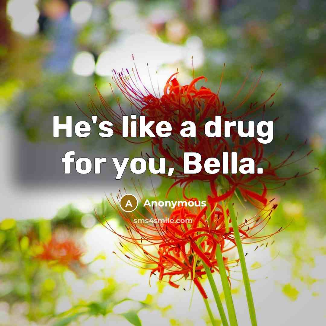 “He's like a drug for you, Bella.…” quote by Anonymous