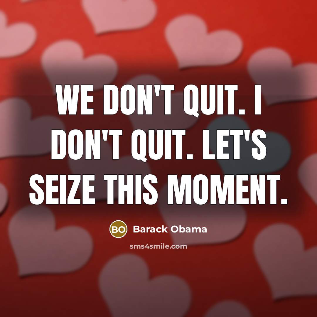 “We don't quit. I don't quit. Let's seize this moment.…” quote by Barack Obama