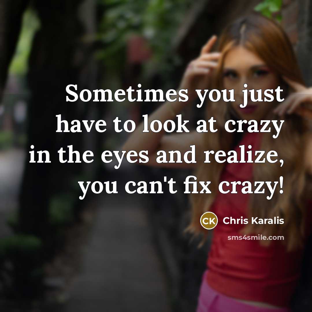 “Sometimes you just have to look at crazy in the…” quote by Chris Karalis