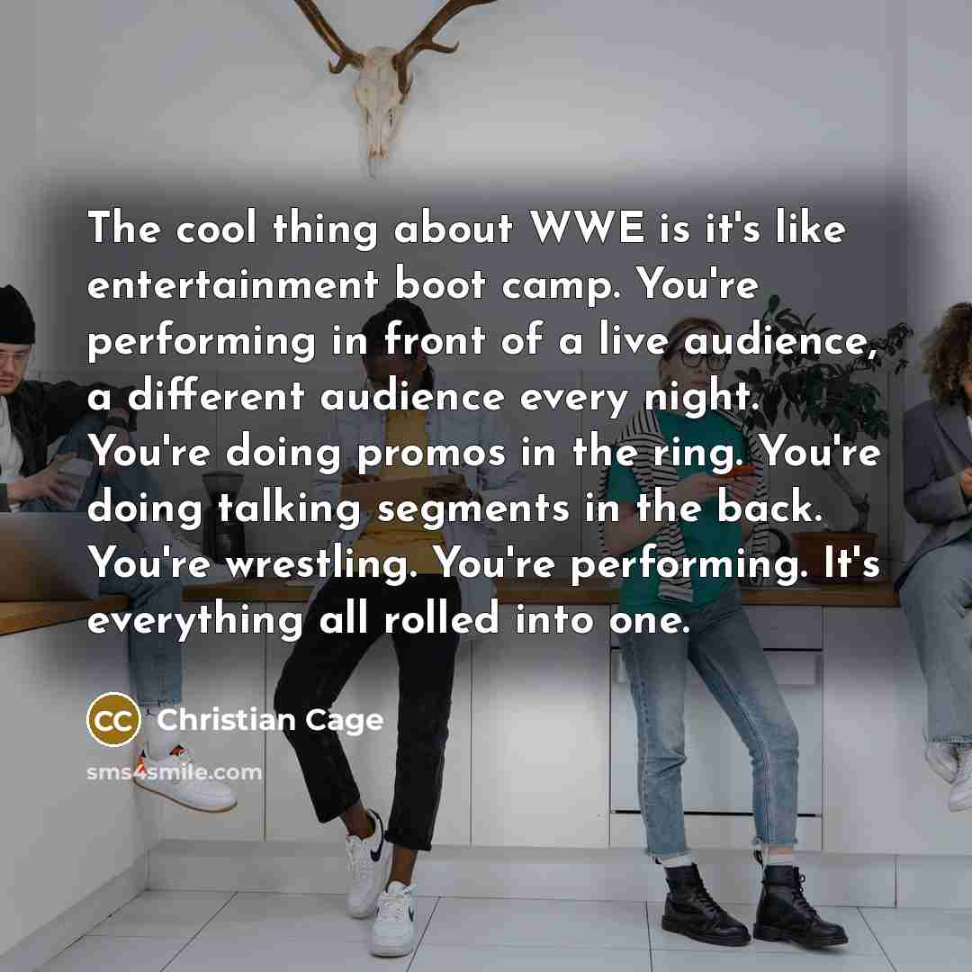 “The cool thing about WWE is it's like entertainment boot…” quote by Christian Cage