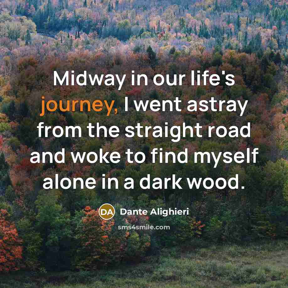 “Midway in our life's journey, I went astray from the…” quote by Dante Alighieri