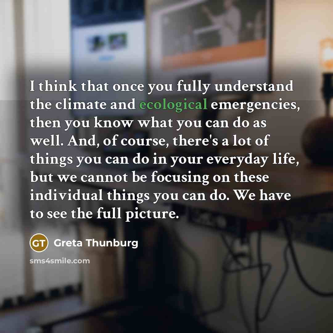 “I think that once you fully understand the climate and…” quote by Greta Thunburg