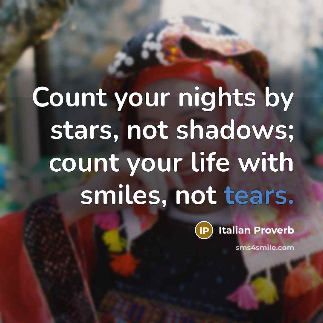 “Count your nights by stars, not shadows; count your life…” quote by Italian Proverb