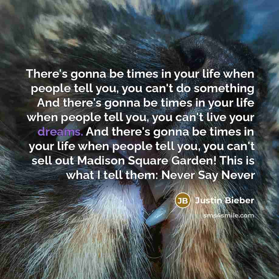 “There's gonna be times in your life when people tell…” quote by Justin Bieber