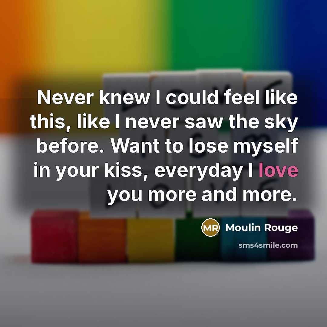 “Never knew I could feel like this, like I never…” quote by Moulin Rouge