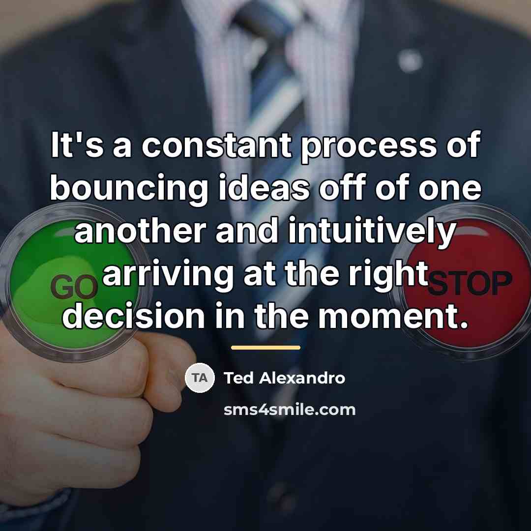 “It's a constant process of bouncing ideas off of one…” quote by Ted Alexandro
