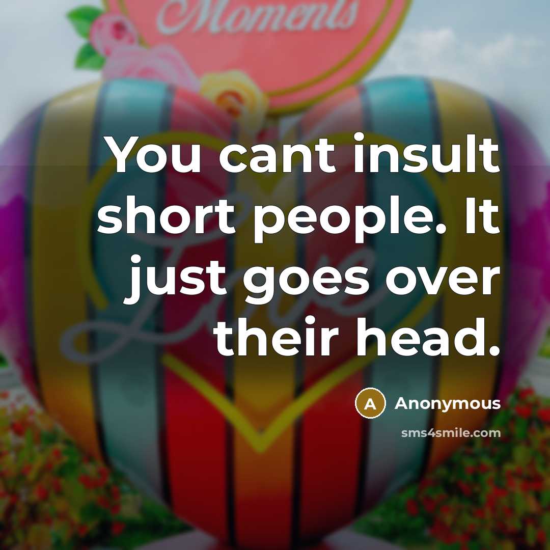 “You cant insult short people. It just goes over their head.” quote by Anonymous