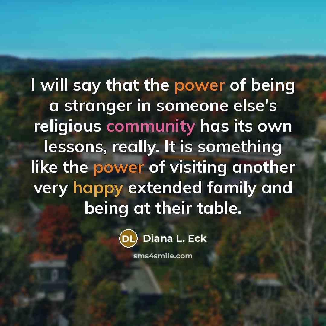 “I will say that the power of being a stranger…” quote by Diana L. Eck