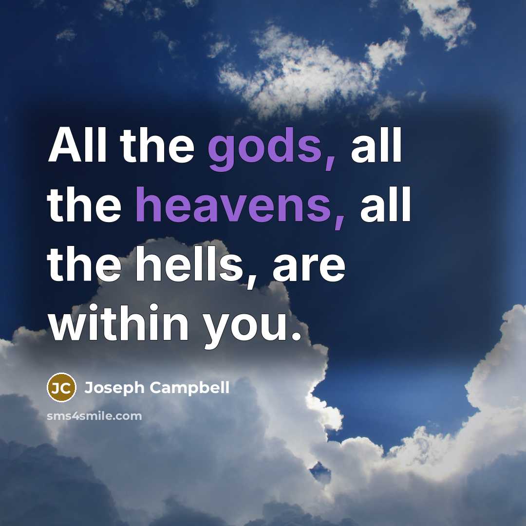 “All the gods, all the heavens, all the hells, are…” quote by Joseph Campbell