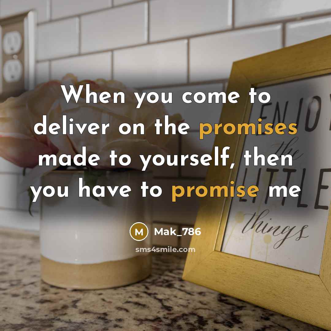 “When you come to deliver on the promises made to yourself, then you have to promise me” quote by Mak_786