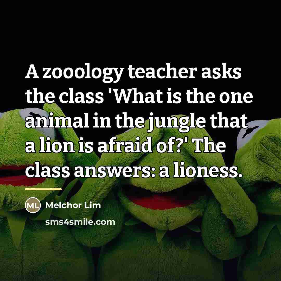 “A zooology teacher asks the class 'What is the one…” quote by Melchor Lim