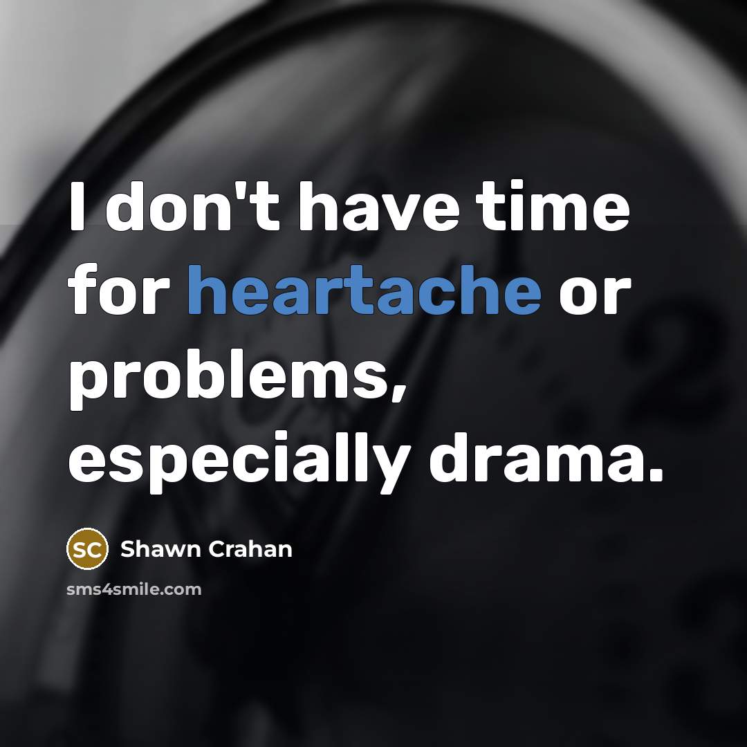 “I don't have time for heartache or problems, especially drama.…” quote by Shawn Crahan