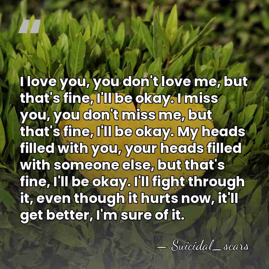 I love you, you don't love me, but that's fine, I'll be&hellip; - Suicidal_scars