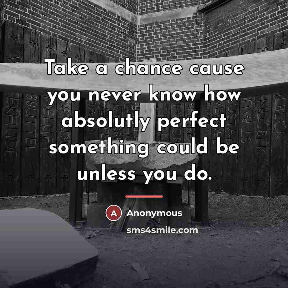 “Take a chance cause you never know how absolutly perfect…” quote by Anonymous