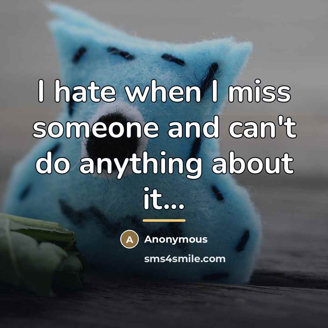 “I hate when I miss someone and can't do anything…” quote by Anonymous