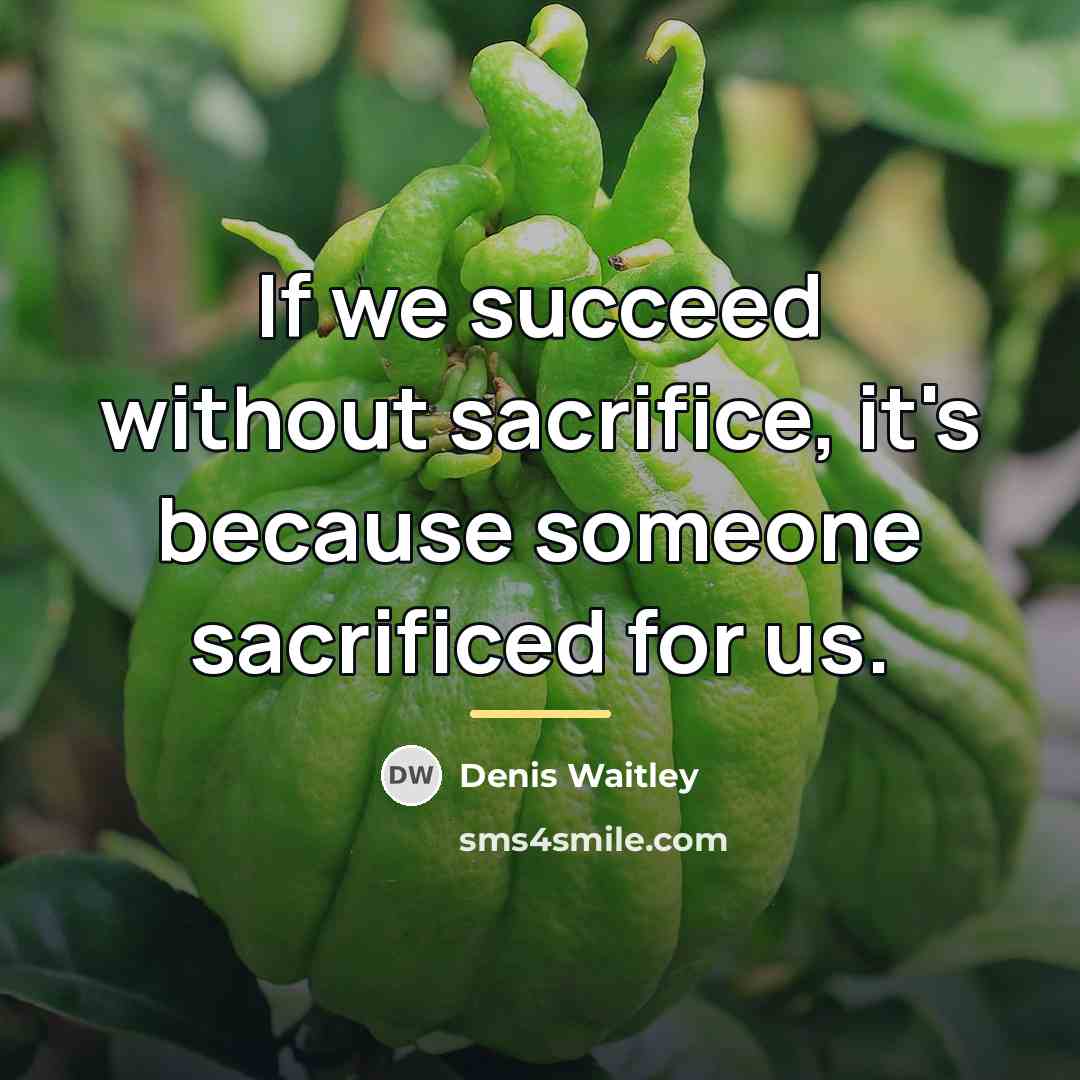 “If we succeed without sacrifice, it's because someone sacrificed for…” quote by Denis Waitley