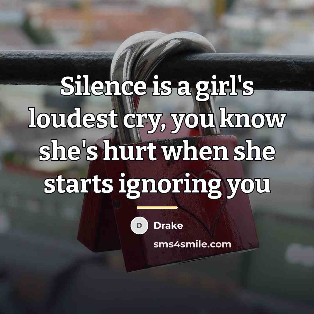 “Silence is a girl's loudest cry, you know she's hurt…” quote by Drake