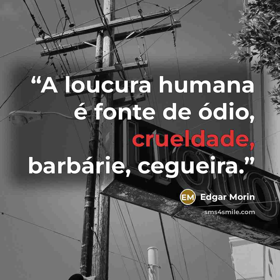 “A loucura humana é fonte de ódio, crueldade, barbárie, cegueira.” quote by Edgar Morin