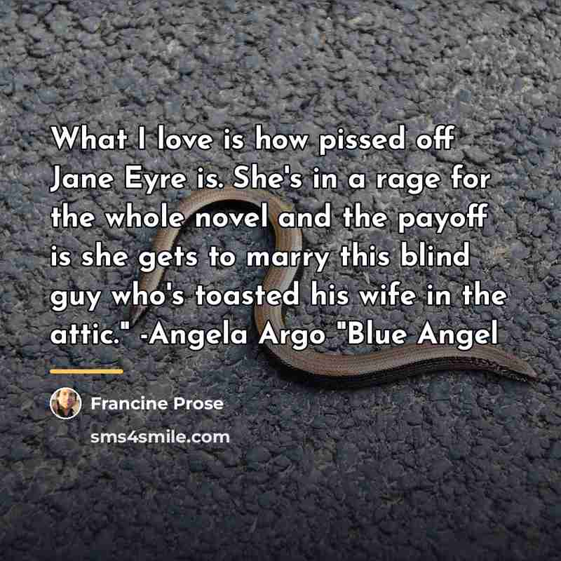 “What I love is how pissed off Jane Eyre is.…” quote by Francine Prose