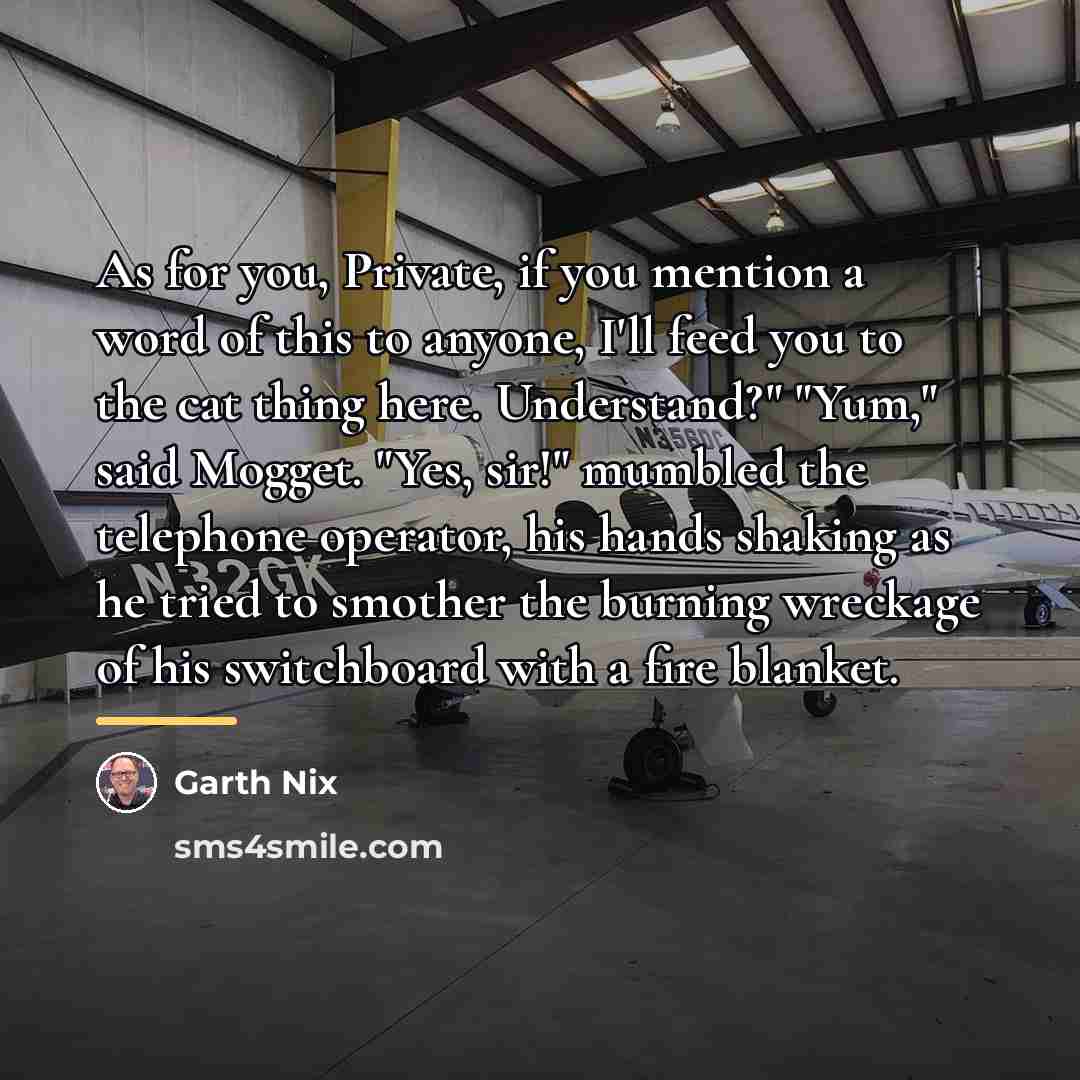 “As for you, Private, if you mention a word of…” quote by Garth Nix