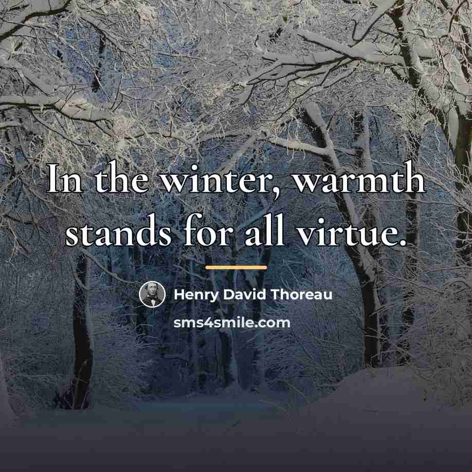 “In the winter, warmth stands for all virtue.…” quote by Henry David Thoreau