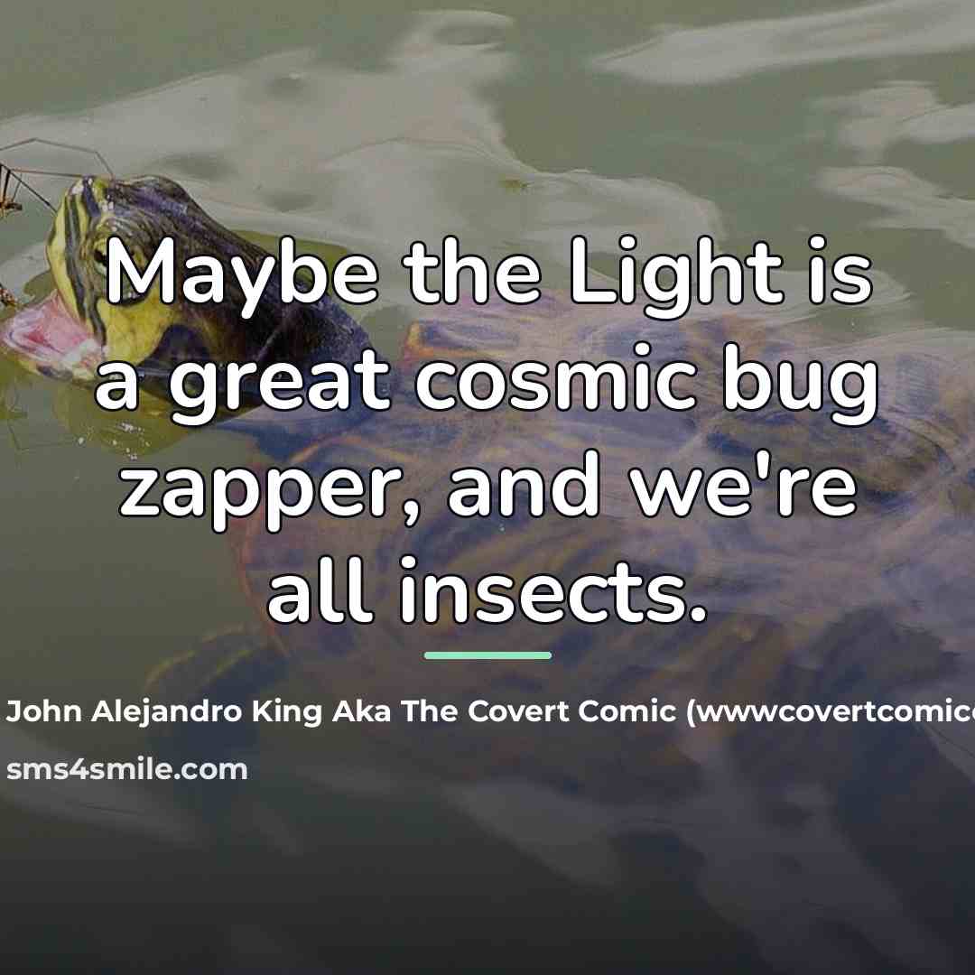 “Maybe the Light is a great cosmic bug zapper, and…” quote by John Alejandro King Aka The Covert Comic (wwwcovertcomiccom